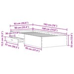 vidaXL Cadre de Lit Bois Vieilli 90x190 cm Bois d'Ingénierie