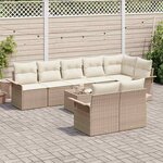 vidaXL Ensemble de canapé de jardin 9 Pièces Beige polyrotin