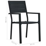 vidaXL Chaises de jardin lot de 2 Noir PEHD Aspect de bois