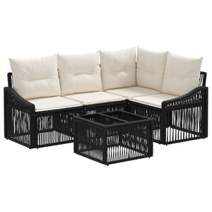 vidaXL Ensemble de canapé de jardin 5 Pièces Noir polyrotin