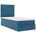 vidaXL Cadre de lit ottoman avec matelas bleu foncé 90x190 cm velours