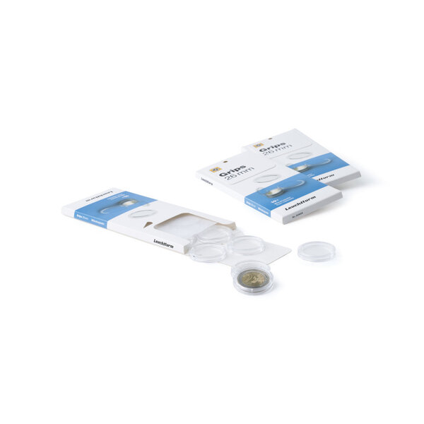 Capsules rondes 26mm pour monnaies 2 euros commémoratives. Paquet - 100 capsules