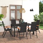 vidaXL Ensemble à manger de jardin 7 Pièces noir et marron