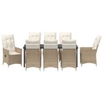 vidaXL Ensemble de jardin de 9 pièces avec coussins beige en poly rattan