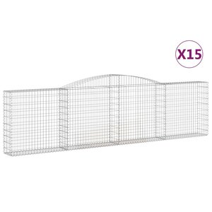 vidaXL Paniers à gabions arqués 15 Pièces 400x30x100/120 cm Fer galvanisé
