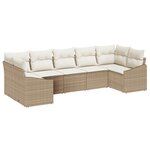 vidaXL Ensemble de salle à manger de jardin 7 pièces avec coussins beige en poly rotin