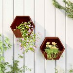 vidaXL Jardinières murales 2 Pièces Rouillé Acier corten 30x10x25 cm