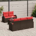 vidaXL Ensemble de Canapés avec coussin 6 Pièces Marron Polyester