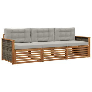 vidaXL Ensemble de canapés d'extérieur 3 pc Naturel et gris clair