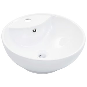 vidaXL Lavabo avec trop-plein 46 5 x 18 cm Céramique Blanc