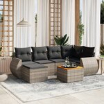 vidaXL Salon de jardin avec coussins 7 Pièces gris résine tressée