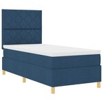 vidaXL Lit Box Spring avec Matelas & LED Bleu 90x200 cm Tissu