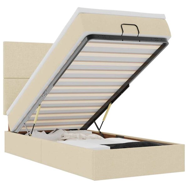 vidaXL Cadre de lit ottoman avec matelas crème 80x200 cm tissu