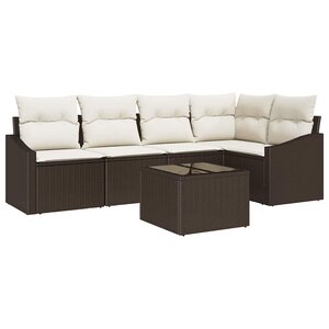 vidaXL Ensemble de salle à manger pour jardin 6 Pièces Marron et Crème