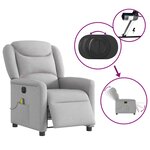 vidaXL Fauteuil de massage inclinable électrique gris nuage tissu