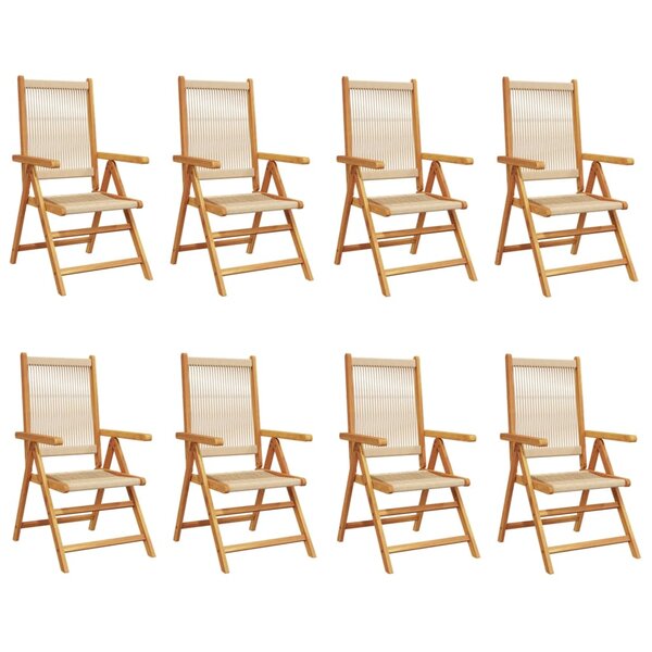 vidaXL Chaises inclinables de jardin lot de 8 beige bois massif acacia