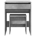 vidaXL Coiffeuse et tabouret gris béton 60x40x113 5 cm