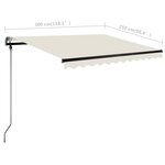 vidaXL Auvent automatique avec capteur de vent et LED 300x250 cm Crème