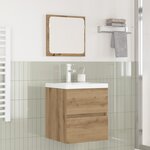 vidaXL Ensemble de mobilier de salle de bain 3 Pièces Chêne Noir et Blanc