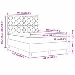 vidaXL Lit à ressorts avec matelas et lumière LED bleu marine  140 x 190 cm en tissu