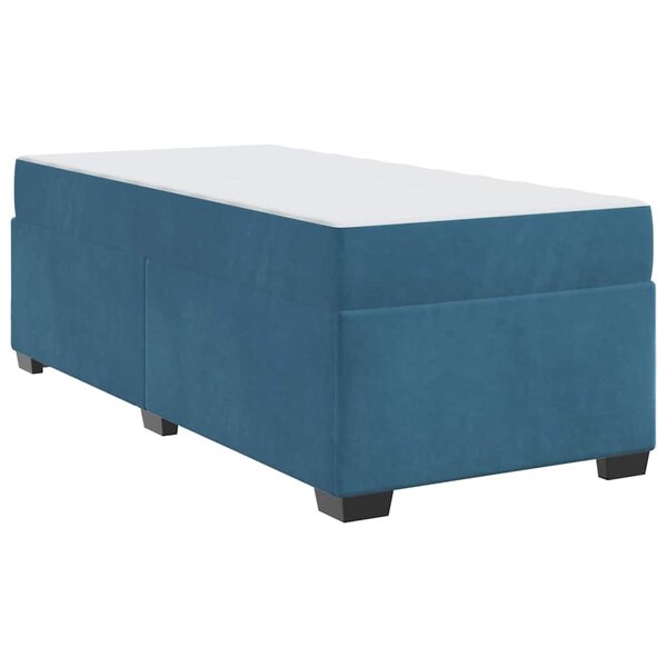 vidaXL Cadre de lit avec matelas Bleu foncé 90 x 190 cm Velours