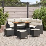 vidaXL Ensemble de canapé de jardin avec coussin 9 Pièces Noir et Crème