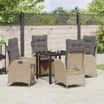 vidaXL Ensemble de salle à manger pour jardin 5 Pièces Beige polyrotin