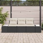 vidaXL Ensemble de canapé de jardin avec coussin 3 Pièces Noir et Crème