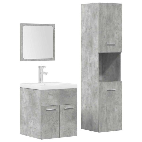 vidaXL Ensemble de meubles de salle de bain 4 Pièces gris béton