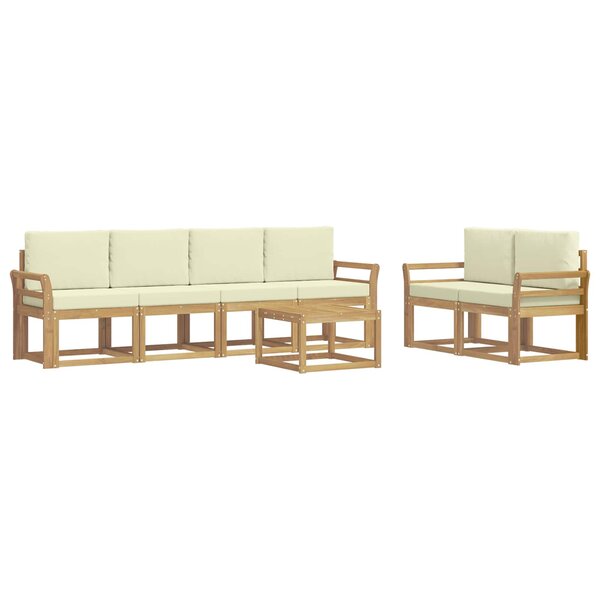 vidaXL Ensemble de canapés d'extérieur 7 Pièces Blanc et crème