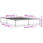 vidaXL Cadre de lit chêne fumé 140x200 cm bois d'ingénierie et métal