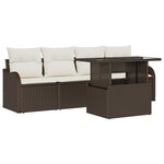 Ensemble de 5 Pièces de Canapé de Jardin avec Coussins Marron Rattan Poly