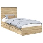 vidaXL Lit de Rangement Chêne Sonoma 90 x 190 cm Bois d'ingénierie