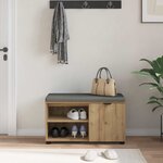 vidaXL Banc d'entrée avec coussin Uni Chêne artisanal 80 x 38 x 46 cm