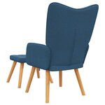 vidaXL Chaise de relaxation avec tabouret Bleu Tissu