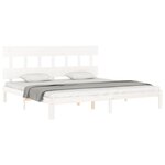 vidaXL Cadre de lit avec tête de lit blanc Super King Size bois massif