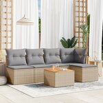 vidaXL Salon de jardin avec coussins 6Pièces mélange beige résine tressée