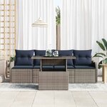 vidaXL Ensemble de canapé de jardin avec coussin 5 Pièces Gris Poly rotin