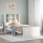 vidaXL Lit bibliothèque sans matelas blanc 90x200cm bois de pin massif