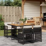 vidaXL Ensemble à manger de jardin coussins 5Pièces Noir Résine tressée