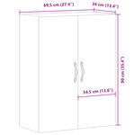 vidaXL Armoire murale chêne artisanal 69 5x34x90 cm bois d'ingénierie