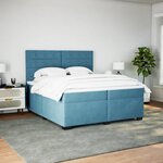 vidaXL Sommier à lattes de lit et matelas Bleu 200x200 cm velours