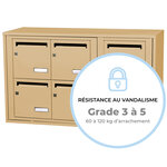 Bloc collectif leabox.com, 3x2, grade 3, simple face, Intérieur, fixation murale,  Beige RAL 1001 finition brillante