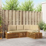 vidaXL Ensemble de canapés d'extérieur 4 Pièce Naturel et Beige