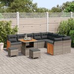 vidaXL Ensemble de canapé de jardin avec coussin 12 Pièces Gris
