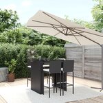 vidaXL Ensemble de bar de jardin 5 Pièces avec coussins noir poly rotin