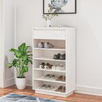 vidaXL Armoire à chaussures Blanc 60x34x105 cm Bois de pin massif