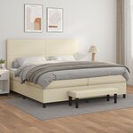 vidaXL Sommier à lattes de lit avec matelas Crème 200x200cm Similicuir
