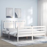 vidaXL Cadre de lit avec tête de lit blanc King Size bois massif