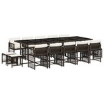 vidaXL Ensemble à manger de jardin avec coussins 15 Pièces marron rotin